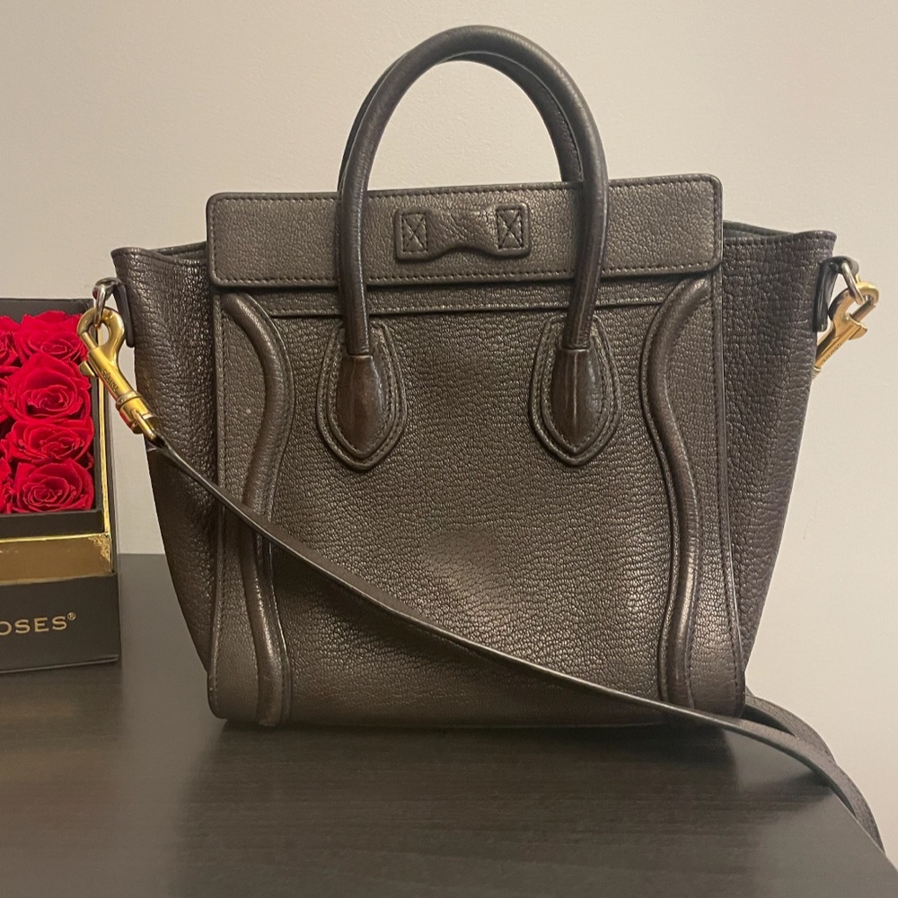 Celine Nano Luggage Bag in Drummed Calfskin Brown - Picture 2 of 5